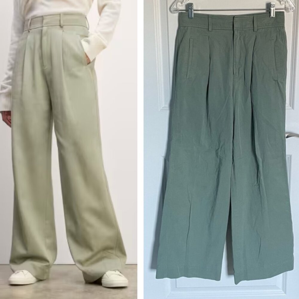 Everlane Wide Leg Pants in Sage Green